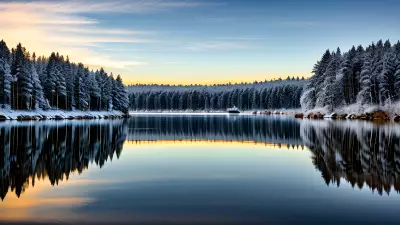 Ethereal Reflections of Winter on a Boat
