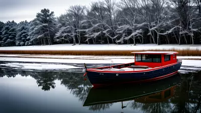 Ethereal Reflections of Winter on a Boat
