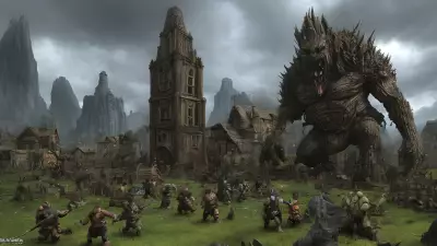 Villainous Giants Plunder a Peaceful Village