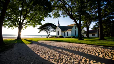 Light and Shadow on the Beach Capturing the Beauty of Church in Nature