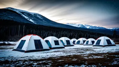 Frozen tents under a tear stained sky