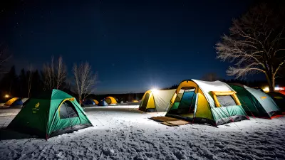 Frozen tents under a tear stained sky