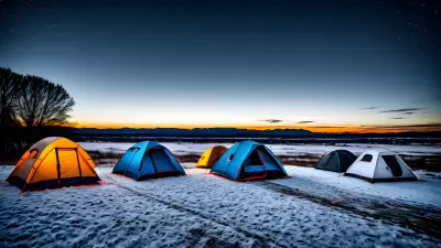 Frozen tents under a tear stained sky