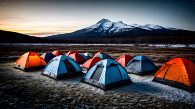 Frozen tents under a tear stained sky