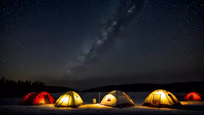 Frozen tents under a tear stained sky