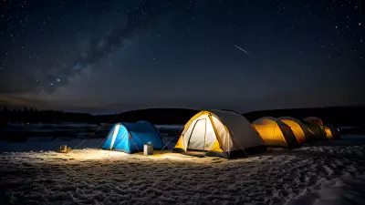 Frozen tents under a tear stained sky