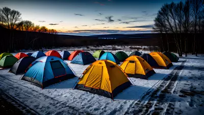 Frozen tents under a tear stained sky