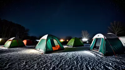 Frozen tents under a tear stained sky