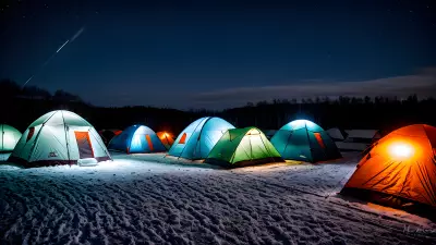 Frozen tents under a tear stained sky