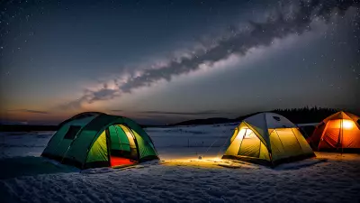 Frozen tents under a tear stained sky