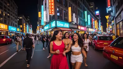 Captivating City Snapshot A Group of Friends Exploring the Nightlife