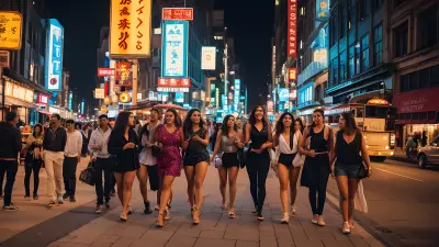 Captivating City Snapshot A Group of Friends Exploring the Nightlife