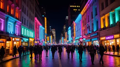 Captivating City Snapshot A Group of Friends Exploring the Nightlife