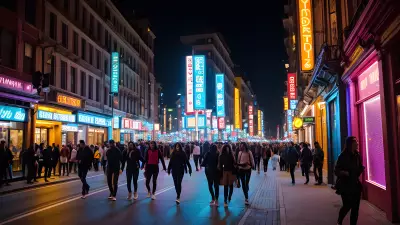 Captivating City Snapshot A Group of Friends Exploring the Nightlife