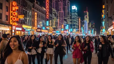 Captivating City Snapshot A Group of Friends Exploring the Nightlife