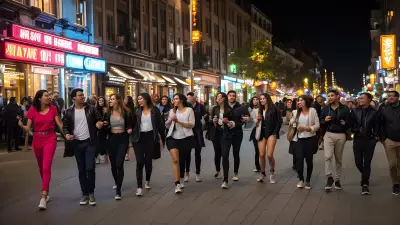 Captivating City Snapshot A Group of Friends Exploring the Nightlife