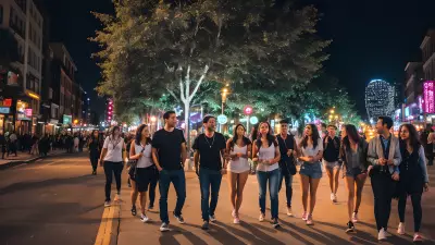Captivating City Snapshot A Group of Friends Exploring the Nightlife