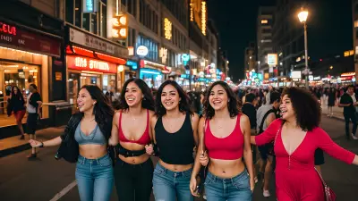 Captivating City Snapshot A Group of Friends Exploring the Nightlife