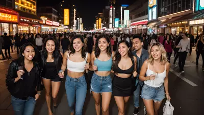Captivating City Snapshot A Group of Friends Exploring the Nightlife