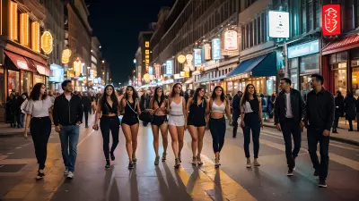 Captivating City Snapshot A Group of Friends Exploring the Nightlife