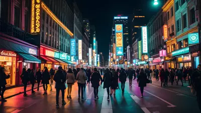 Captivating City Snapshot A Group of Friends Exploring the Nightlife