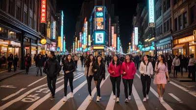 Captivating City Snapshot A Group of Friends Exploring the Nightlife