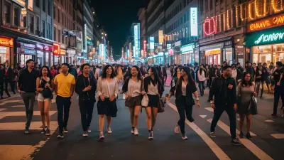 Captivating City Snapshot A Group of Friends Exploring the Nightlife