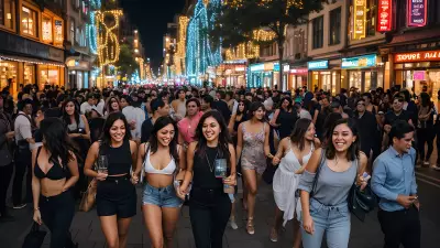 Captivating City Snapshot A Group of Friends Exploring the Nightlife