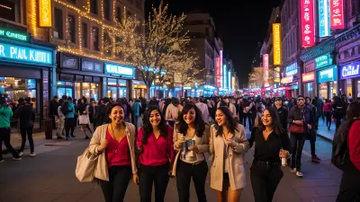 Captivating City Snapshot A Group of Friends Exploring the Nightlife