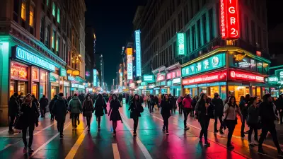 Captivating City Snapshot A Group of Friends Exploring the Nightlife