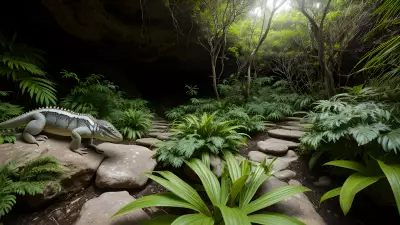Ethereal Lights Capturing Reptiles in the Ecosystem of Cliffs