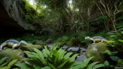 Ethereal Lights Capturing Reptiles in the Ecosystem of Cliffs