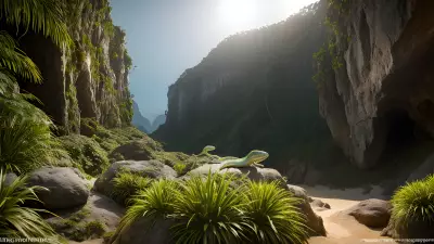 Ethereal Lights Capturing Reptiles in the Ecosystem of Cliffs