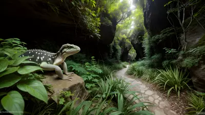 Ethereal Lights Capturing Reptiles in the Ecosystem of Cliffs