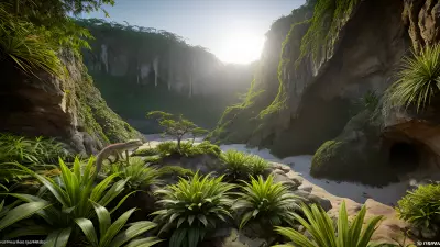 Ethereal Lights Capturing Reptiles in the Ecosystem of Cliffs