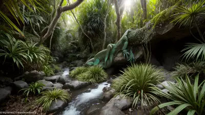 Ethereal Lights Capturing Reptiles in the Ecosystem of Cliffs
