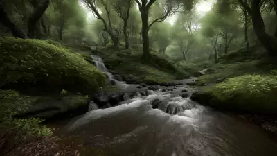 Enchantment's Maw A Sinuous Creature Guards the Bewilderingly Angelic Stream in This Forest