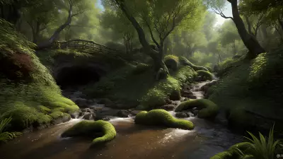 Enchantment's Maw A Sinuous Creature Guards the Bewilderingly Angelic Stream in This Forest