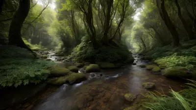 Enchantment's Maw A Sinuous Creature Guards the Bewilderingly Angelic Stream in This Forest