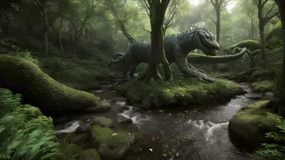 Enchantment's Maw A Sinuous Creature Guards the Bewilderingly Angelic Stream in This Forest
