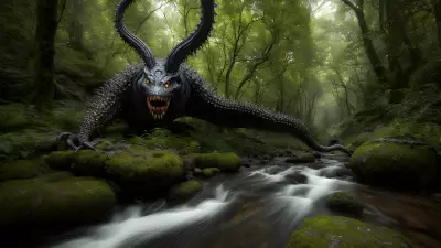 Enchantment's Maw A Sinuous Creature Guards the Bewilderingly Angelic Stream in This Forest