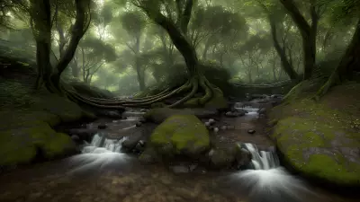 Enchantment's Maw A Sinuous Creature Guards the Bewilderingly Angelic Stream in This Forest