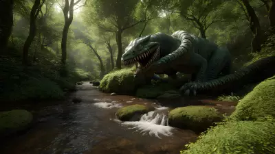 Enchantment's Maw A Sinuous Creature Guards the Bewilderingly Angelic Stream in This Forest