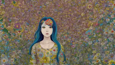 Friendship in Digital Nature   An Illustration Inspired by Takashi Murakami