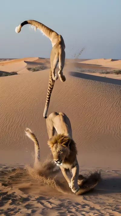 Capturing the Momentary Magic of A Wild Lion Catching a Dune