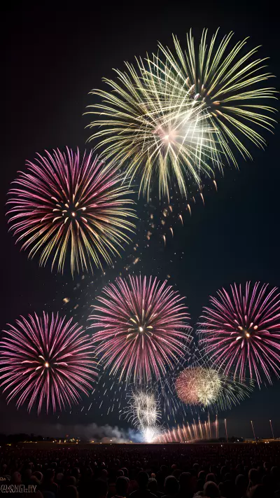 Explosive Fireworks Display Capturing the Perfect Shot with the Rule of Thirds