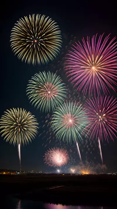 Explosive Fireworks Display Capturing the Perfect Shot with the Rule of Thirds