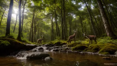 Wildlife Encounters in a Serene Forest Setting