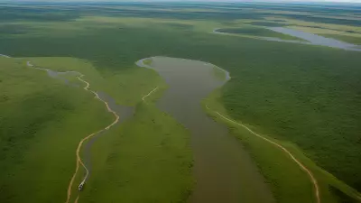 Migration in Motion Aerial Shots of Protagonist George Lambert in the Floodplain