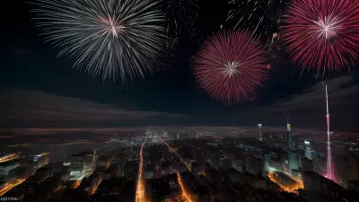 Hyperrealistic Fireworks at the City Skyline